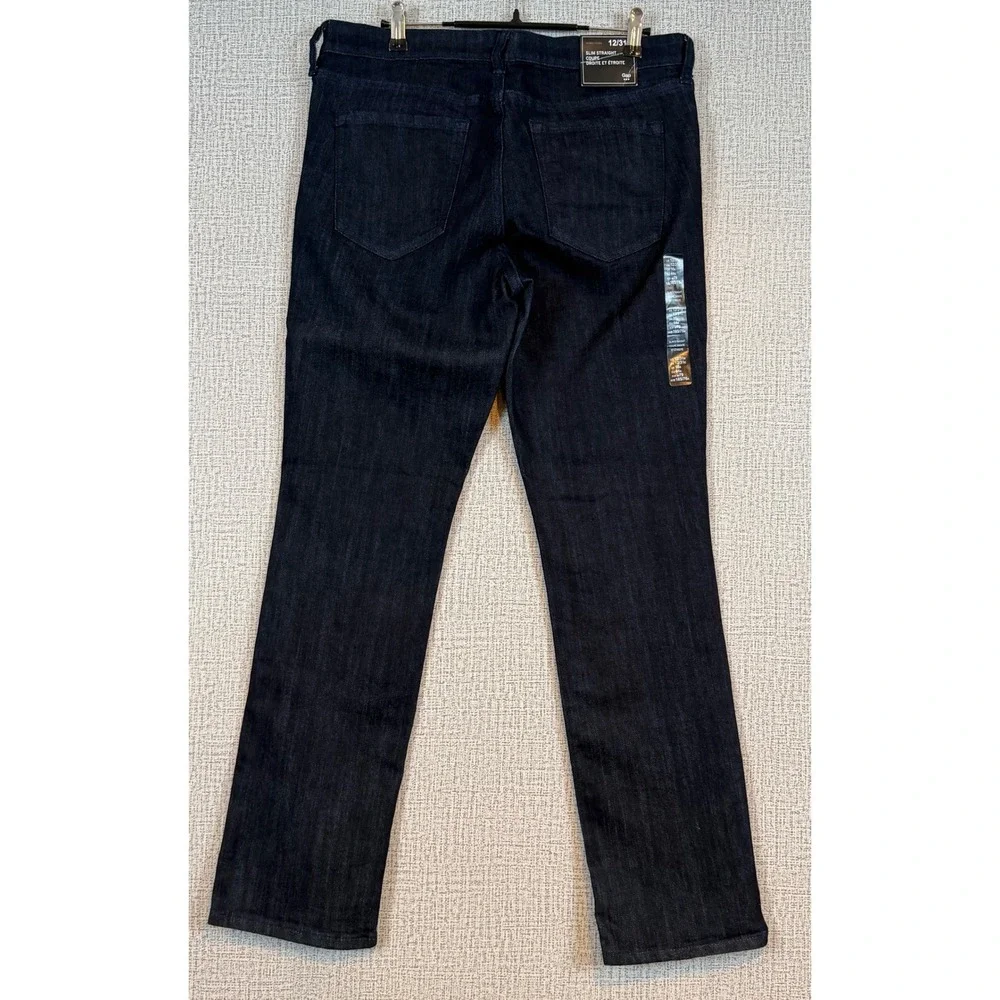 NWT Gap 1969 Slim Straight Jeans Womens 12/31 Dark Indigo Mid Rise Stretch Denim